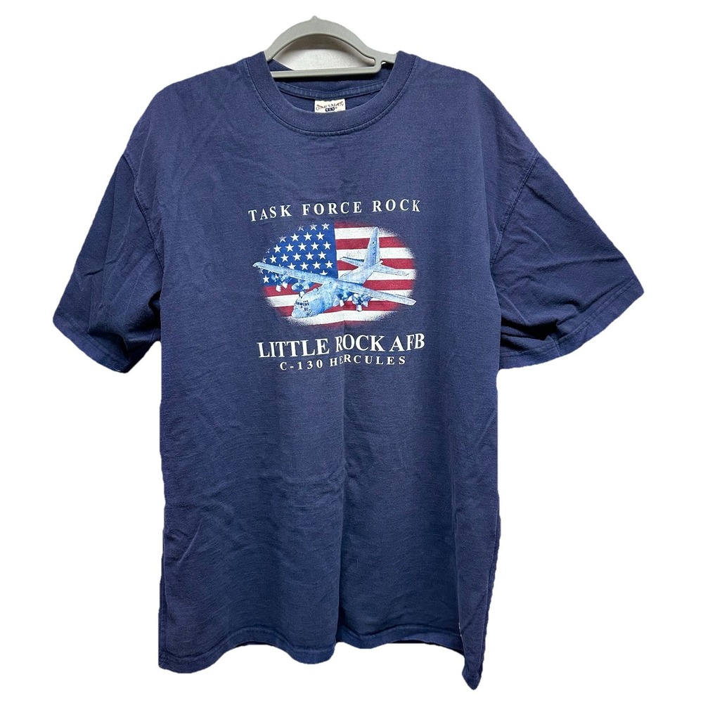 Oarsman 913 T-shirt Men's XXL Air Force Little Rock AR US Flag Hercules Blue VTG